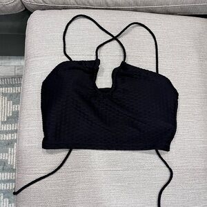 BuffBunny Textured Black Halter Crop Top